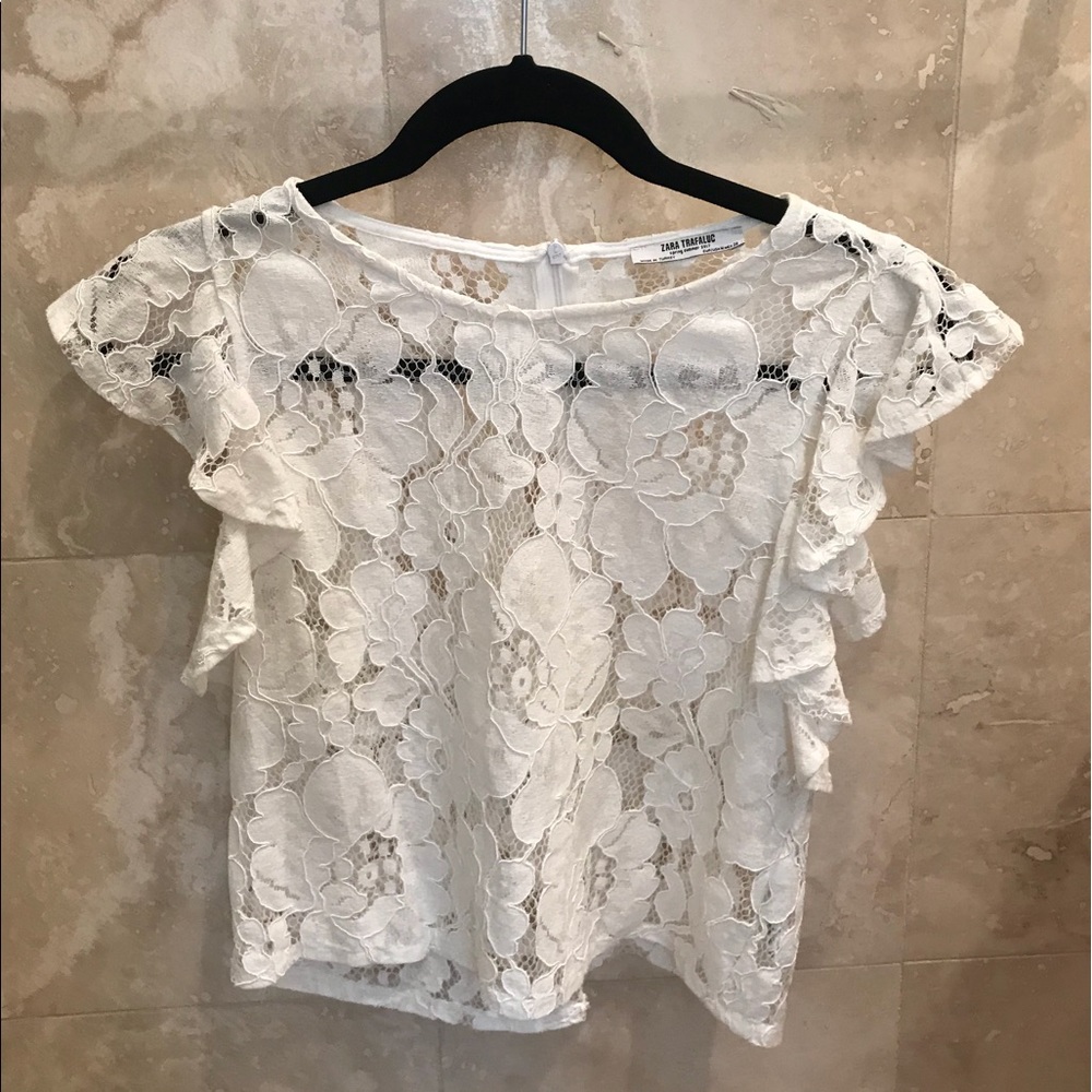 Zara White Lace Top Size M